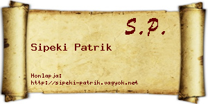 Sipeki Patrik névjegykártya